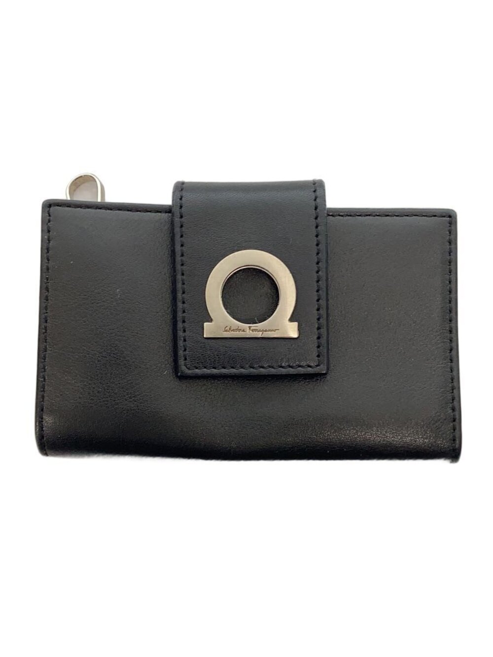 Salvatore Ferragamo Key Case Wallet Leather Black